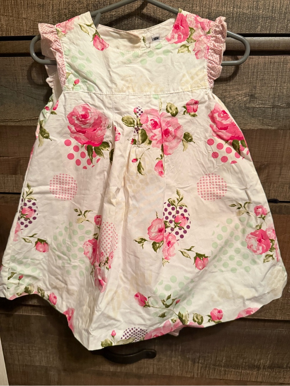 Dior Baby Girl White Floral Dress with Pink Roses